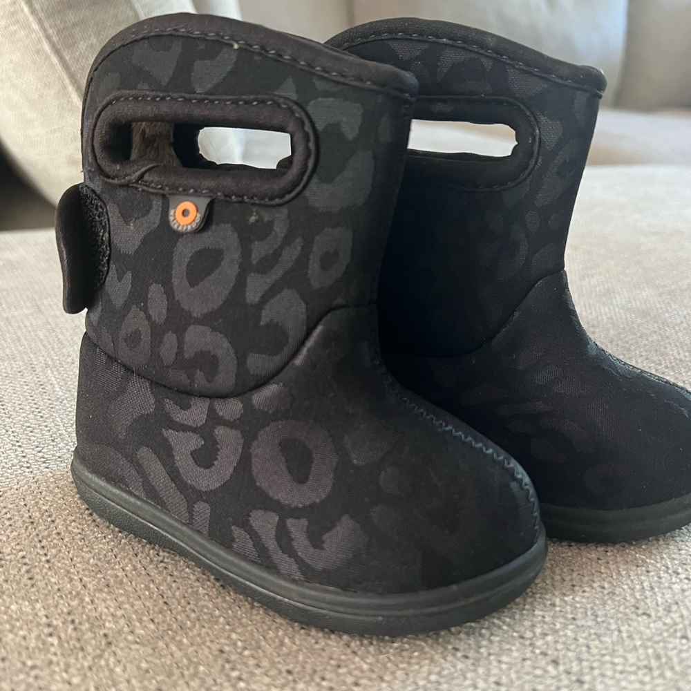 Bogs Black Leopard Kids Boots